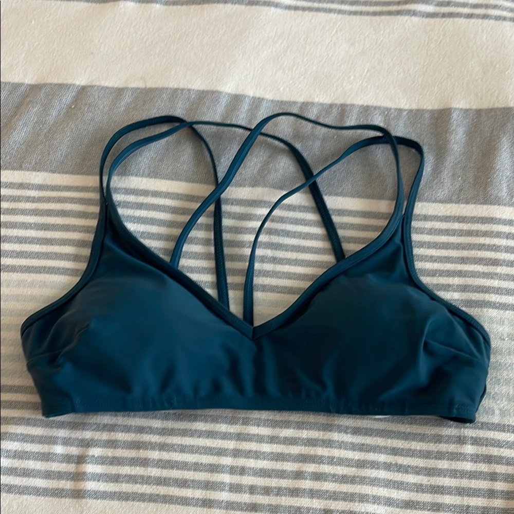 Chic Teal Strappy Swim Bra
